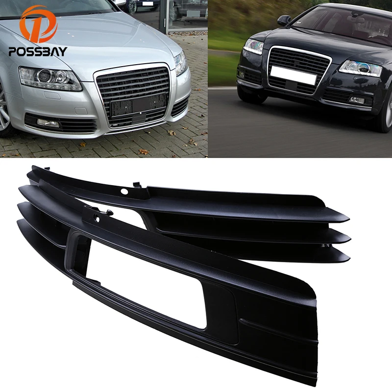 

POSSBAY Front Bumper Lower Grille Grill Fog Light Cover for Audi A6 Quattro Sedan/Avant 2008 2009 2010 2011 facelift