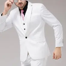 Белый Личная Мужские костюмы bespoke Нотч одна кнопка 4 шт.(куртка+ брюки+ жилет+ галстук) модные Мужской костюм красивый Формальные