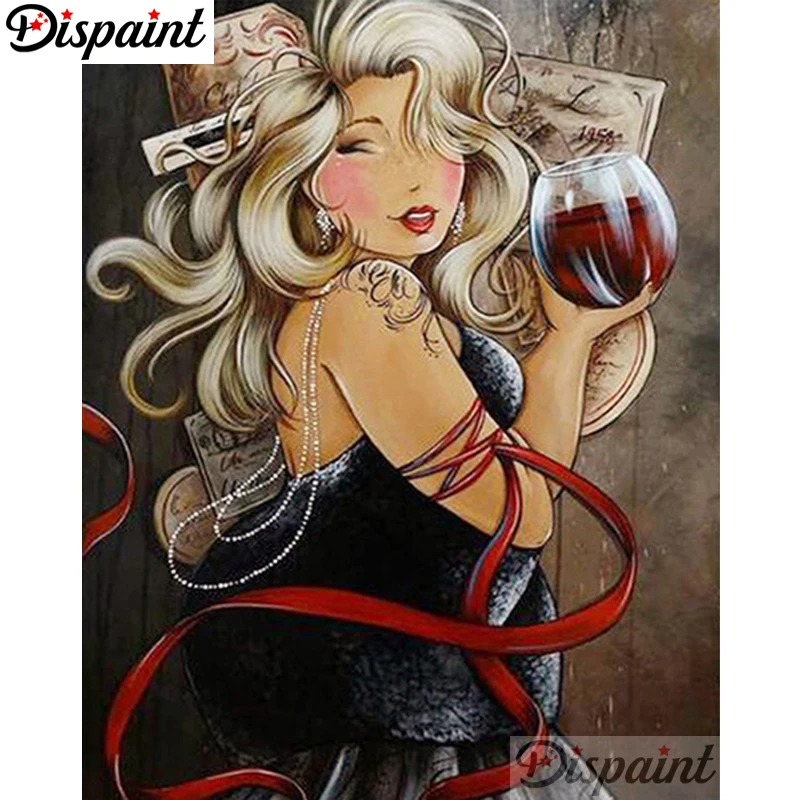 

Dispaint Full Square/Round Drill 5D DIY Diamond Painting "Cartoon woman" 3D Embroidery Cross Stitch Home Decor Gift A06072