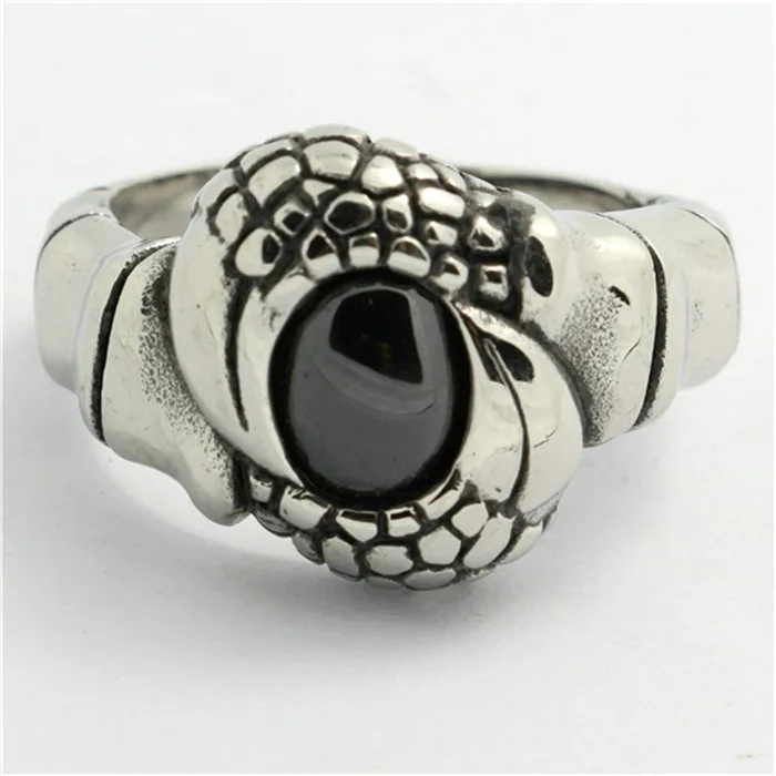 1pc Fashion Design 316L Stainless Steel Big Black Stone Punk Style Hot Ring Wholesale Price | Украшения и аксессуары