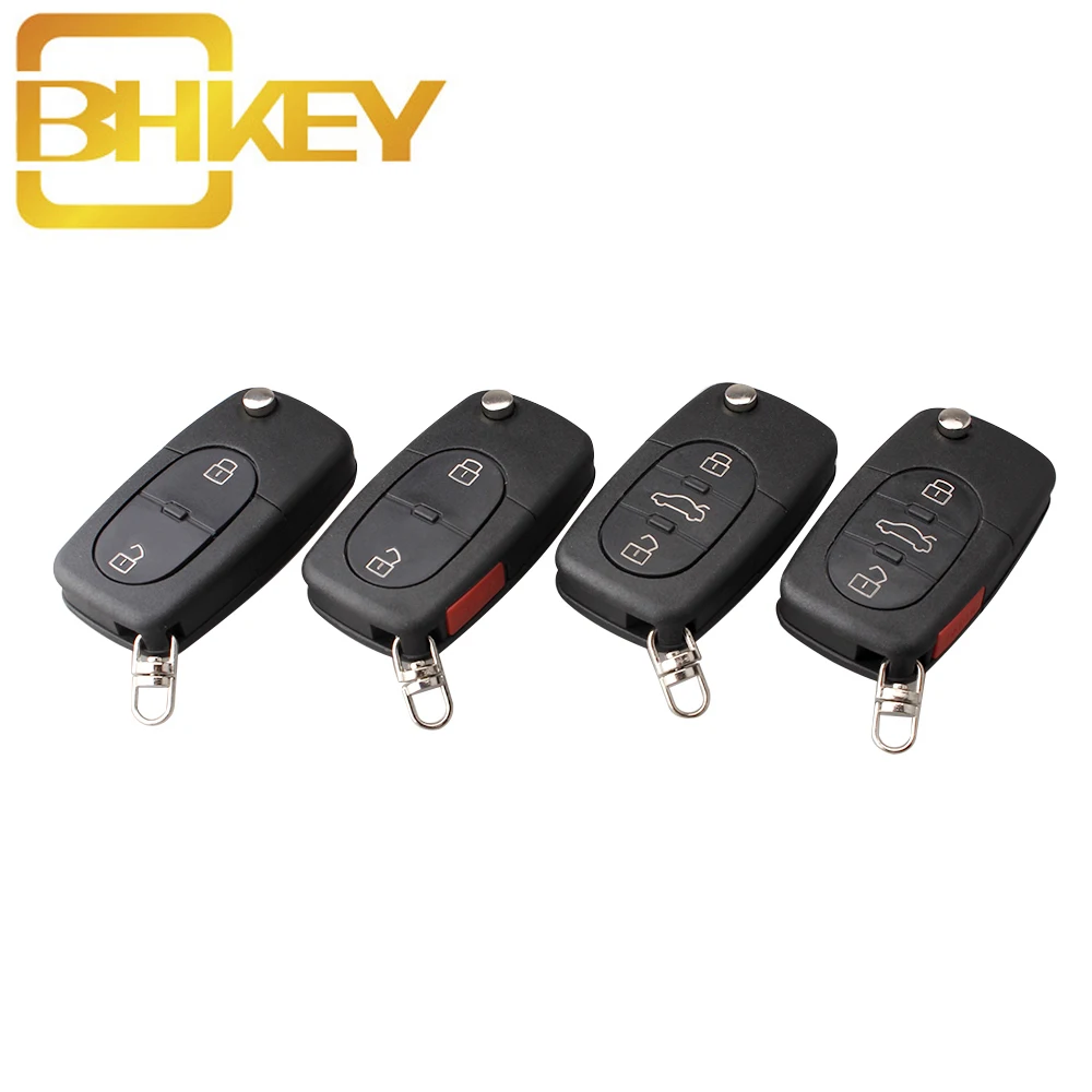 

BHKEY 2/3/4 Button Remote Key Fob Case Shell +Blade for Audi A2 A3 A4 A6 A8 TT CR2032 Blank Case Original remote control shell