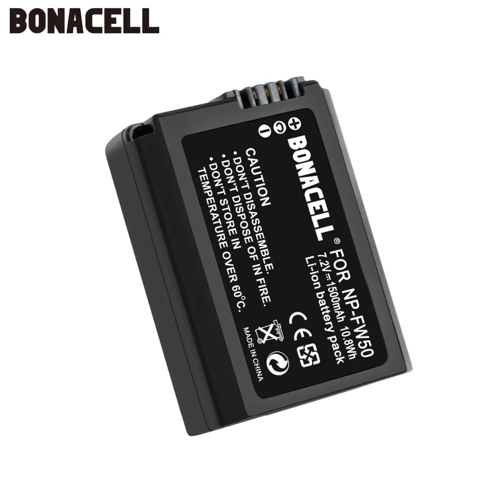 Bonacell 1500 мА/ч, NP-FW50 FW50 цифровой Камера Батарея для sony Альфа A6500 A6300 A6000 A7r A5000 7R A7R A7R II A7S A7S II A7
