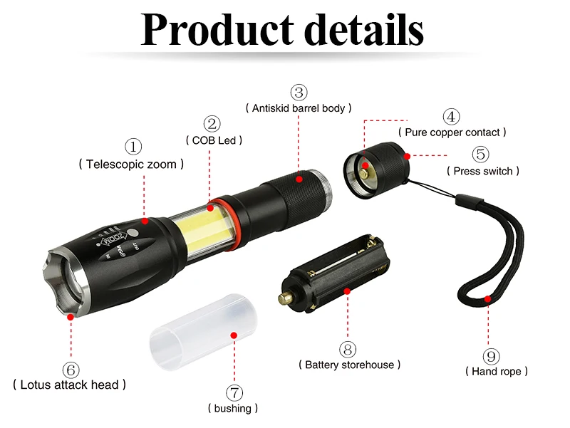 Litwod Z201005A светодиодный фонарик факел 8000LM CREE XML-L2/COB Многофункциональный фонарь светодиодной вспышкой светильник хвост магнит для верховой езды светильник