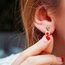 Новая мода стиль личности Винтаж Панк Металл золотистый сплав в форме молнии серьги гвоздики для женщин девушка украшения орнамент