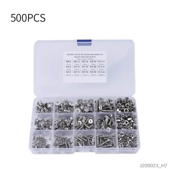 

500pcs M3 M4 M5 Screws & Nuts Kit 304 Stainless Steel Countersunk Hex Socket Head Cap