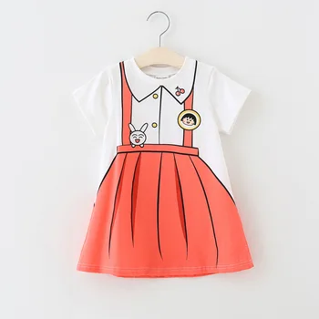 

Printed baby girls dress novelty summer cotton baby dress for 1-4Years children summer clothes cartoon pattern infant dress