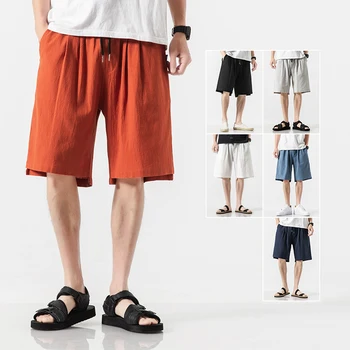 

Man Bermuda Shorts Summer 2020 Men Cotton Linen Joggers Shorts Male Casual Hawaii Shorts Black Loose Shorts Pantalon Homme