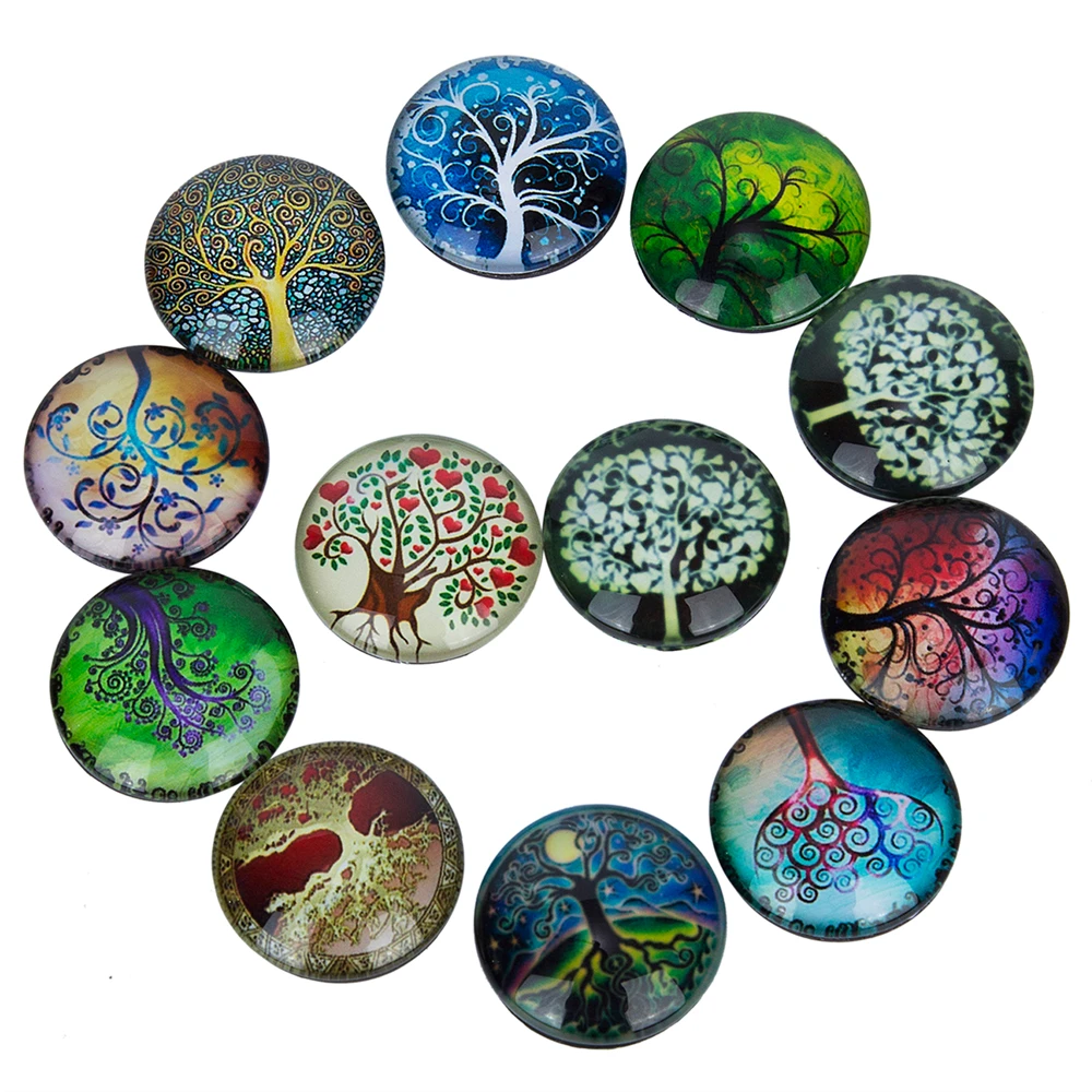 

12PCS Landscape Refrigerator Stickers Round Tree Plant Magnet Fridge Sticker for Office Whiteboard Wall Home Decor