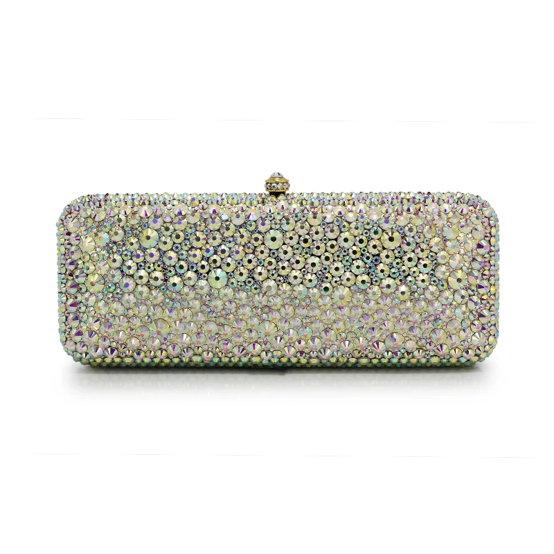 

Full Side Luxious Bling Diamond Bride Bag Women's Crystal Clutch Evening Bag Female Clutch Purse For Party(B1004-PT)