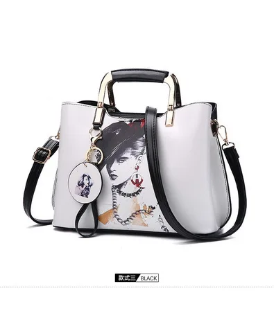 Abend Schultertasche Leder Raum einkaufstasche schwarzes Muster Stücke Oder blau Messenger himmel Beige Ems Dhl blau freier Tasche 20 Lässig Weiblichen brown Handtasche Gemalt Frauen Durch Bags aFfxz