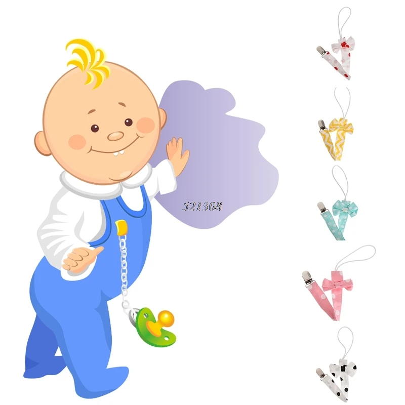 

(OOTDTY) Baby Pacifier Clip Chain Cotton Strap Dummy Clip Holder Metal Pacifier Clips Soother Holder For Nipples APR12_30