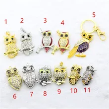 Crystal Metal Owl USB Flash Drive 4GB 8GB 16GB 32GB 64GB USB 2.0 Pen Drive USB Flash Card Memory Necklace USB Stick Flash Disk