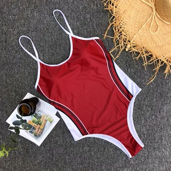 

2018 Summer New One Piece Swimsuit Women Sexy Swimming Suit High Waist Striped Swimwear Push Up Bikini Drop Shipping