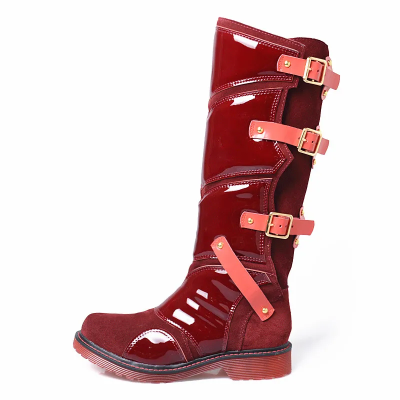Velvet jaune Punk Fit mollet Plate Lining Bottes Femme black Lining Prova Noir Slim forme Martin Mi Perfetto Botas Bretelles Lining yellow Nouveau Femmes Style rouge red Mujer Boucles 2018 Chaussures ttB4wZ