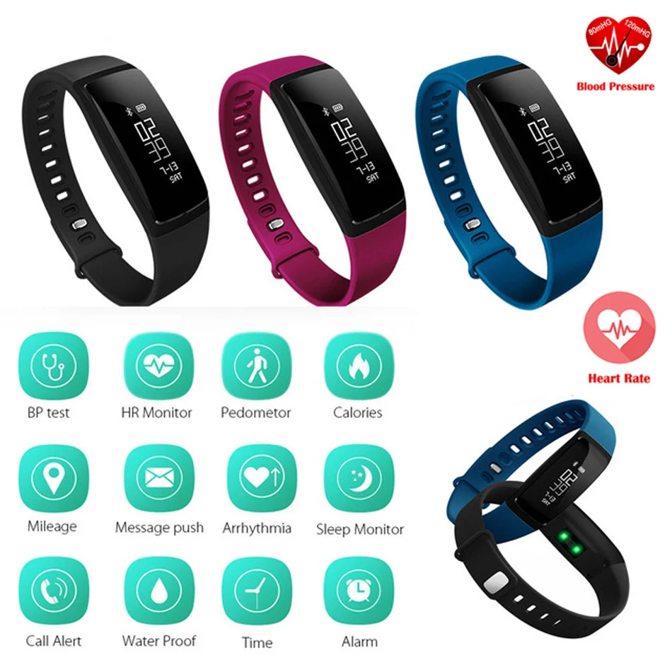 Blood Pressure Smart Wristband V07 Pedometer Smart Bracelet Heart Rate Monitor Smartband Bluetooth Fitness For Android