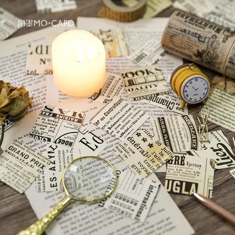 Nostalgic Newspaper Boxed Adhesive Stickers Vintage Letter DIY Scrapbooking Paper Diary Planner School Stationery Supplie @TZ-26