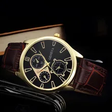 Reloj de pulsera de cuarzo de cuero de lujo de estilo clásico con encanto para hombre, reloj de pulsera de moda con personalidad para hombre, reloj de Dial, regalo Kol Saat # S