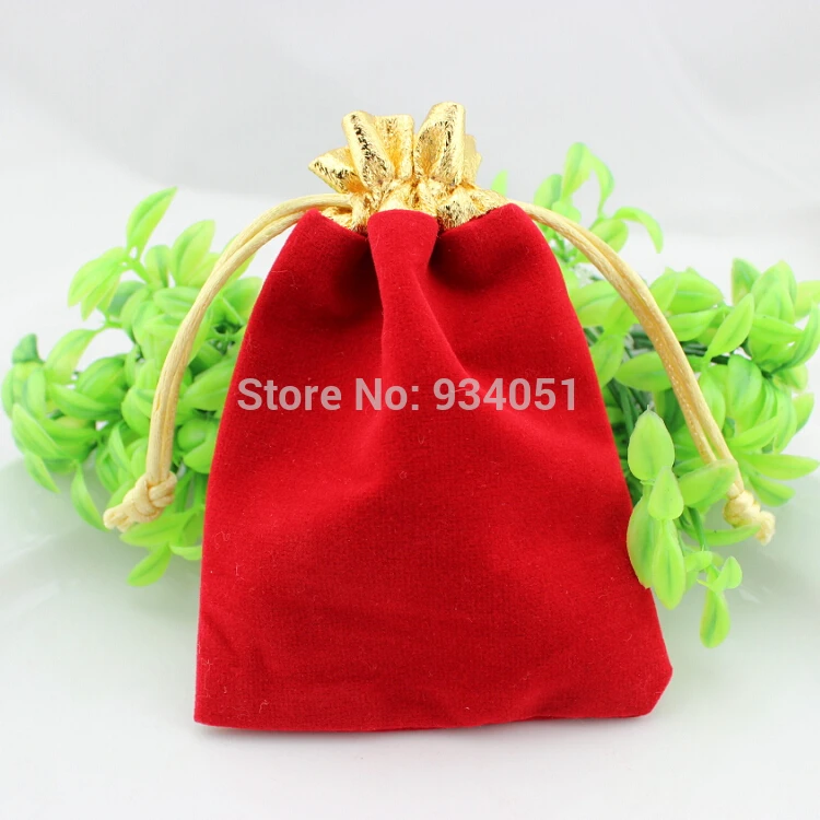 Набор из 50 шт. шикарные красные бархатные подарочные сумочки w/Golden Purfle саше с завязками 10*12 см для подарка, Ювелирная упаковка