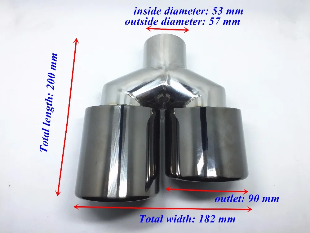 Универсальный черный двойной автомобильный глушитель наконечник выхлопной трубы из нержавеющей стали Индивидуальный размер автомобиля-Стайлинг