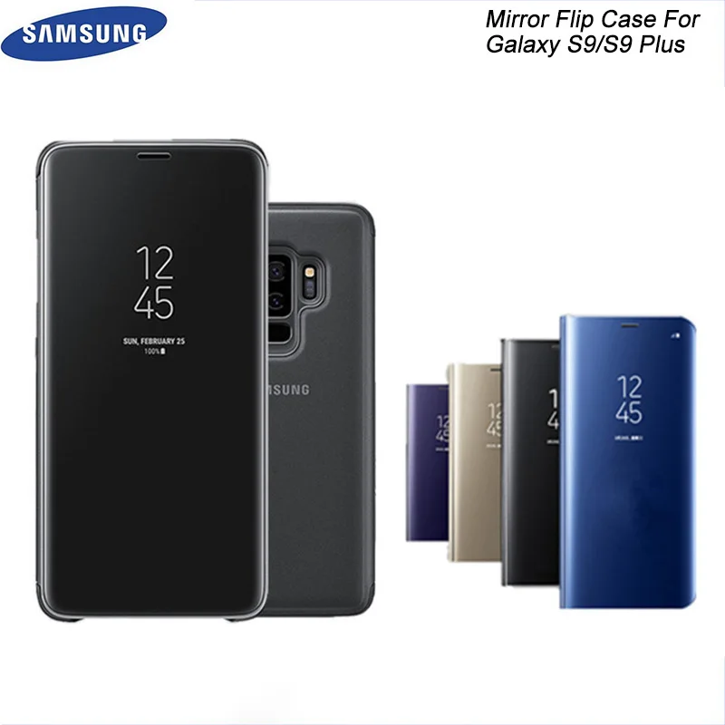 

Original Samsung Galaxy S9 S9 plus Leather Smart Mirror Flip Case Stand Protective Cover Official Clear View Windows