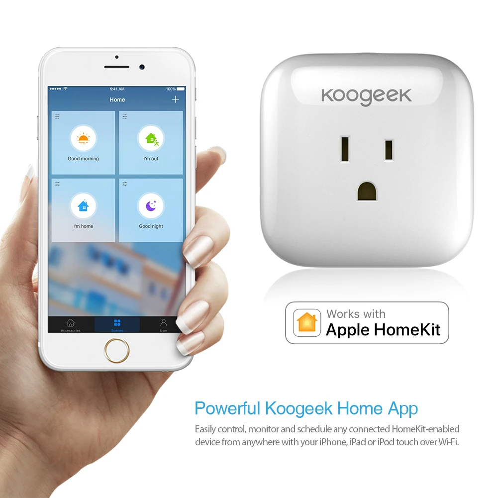 Koogeek Wi-Fi умная розетка работает с Apple HomeKit и Amazon Alexa поддержка голосового управления через Siri или Alexa Home App US Plug