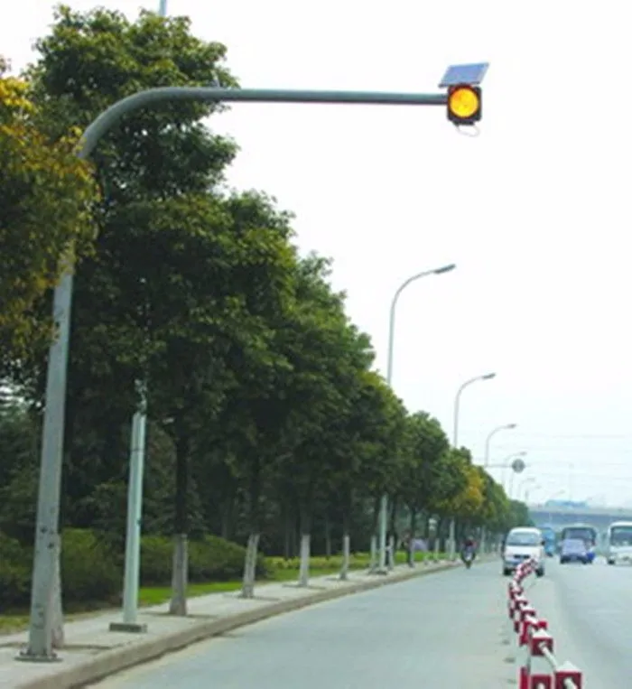 Factory Made Traffic Light 12 Inch Solar LED Amber Flashing Warning Light Road Blinker