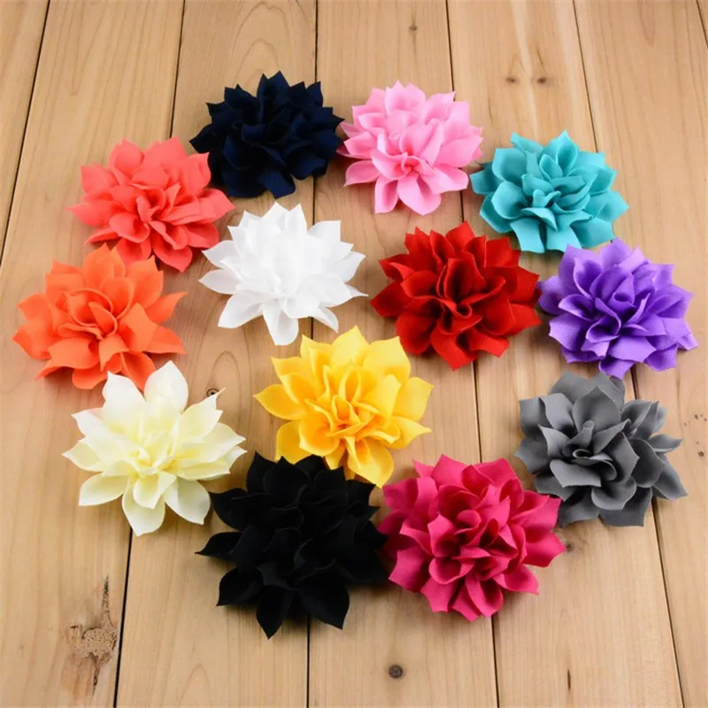 50pcs lot 13 Color U Pick 3 2 Inch Large Artificial Chiffon Fabric Lotus Flowers Wedding