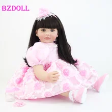 60 см Силиконовая виниловая Кукла Reborn Girl Baby Doll игрушки Реалистичные 24 дюймов принцесса Младенцы Куклы с платьем мода подарок на день рождения