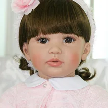 60 см силиконовая кукла-реборн для девочек, игрушки, виниловая розовая принцесса, куклы для малышей с медведем, подарок на день рождения, ограниченная серия, кукла