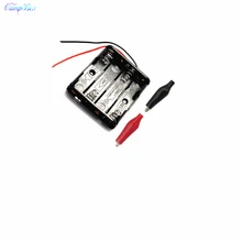 100Pcs 4xAAA Battery Case Holder Socket Wire Junction Boxes With 15cm Wires, Black+Red Crocodile Alligator Clip