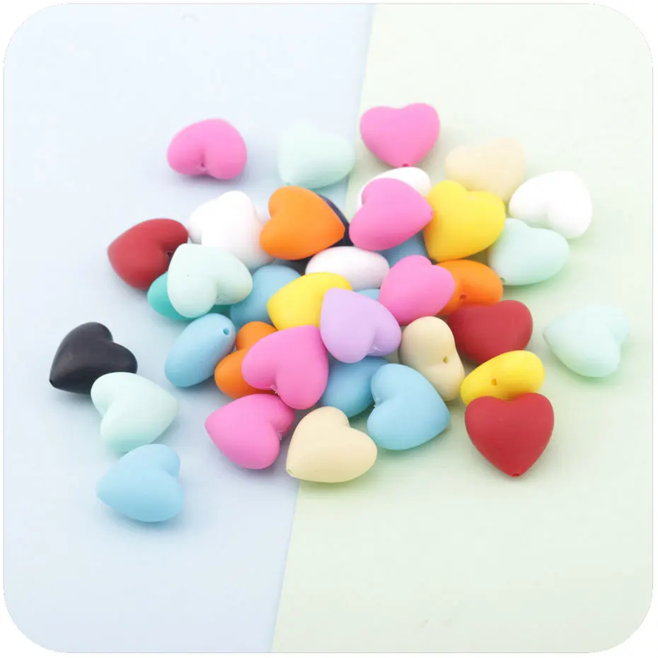 

10Pc Silicone Heart Beads Loose BPA Free For Baby Silicone Teething Safe Toys For DIY Jewelry Making Necklace/Bracelet Chew Bead