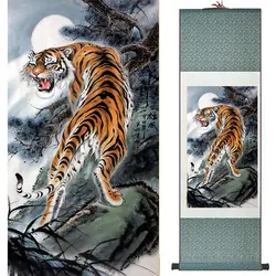 Тигра художественной росписи китайская художественные картины для дома, офиса, украшение Китайский тигр картина 19060802