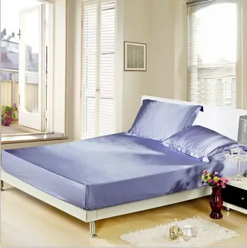 

Luxury satin silk fitted sheet mattress cover + 2pillowcase silk+linen bedclothes cushion cover bed sheet bed cover with rubber