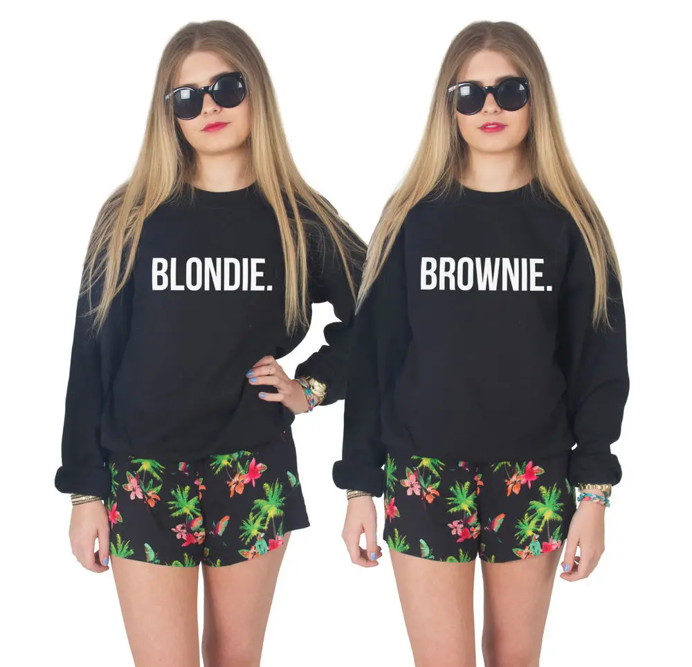 

Sugarbaby Blondie Brownie Best Friend Letters Print Women Bestie Sweatshirts Casual Hoody for Women Funny Hipster Bff Jumper