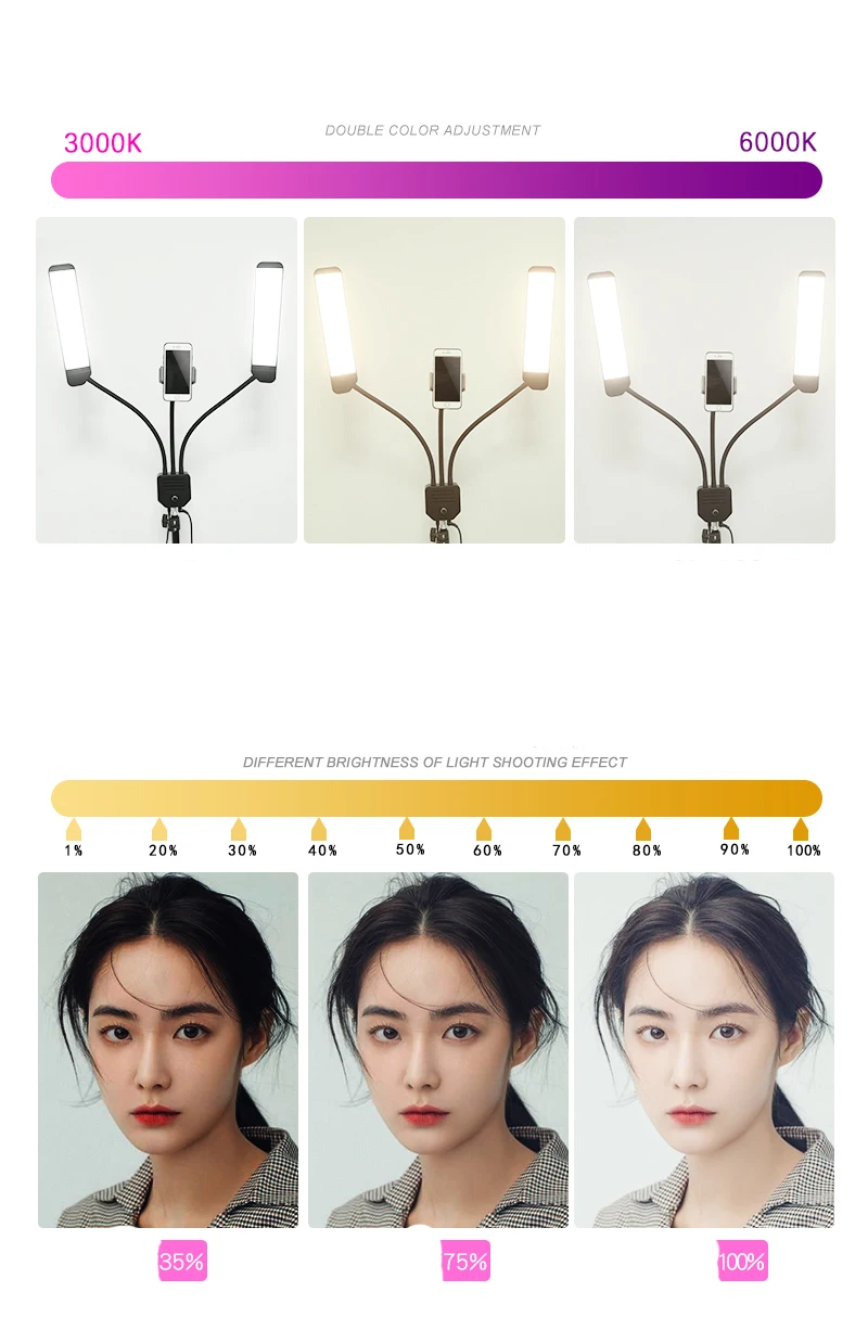 Photo Studio Double Arms Fill LED Ring light with