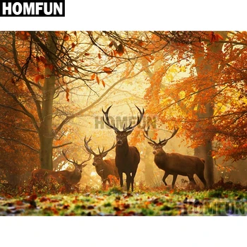 

HOMFUN Art 5D Diy Diamond Painting "Forest deer" Diamond Pictures Cross Stitch 3D Rhinestone Embroidery Decor A01805