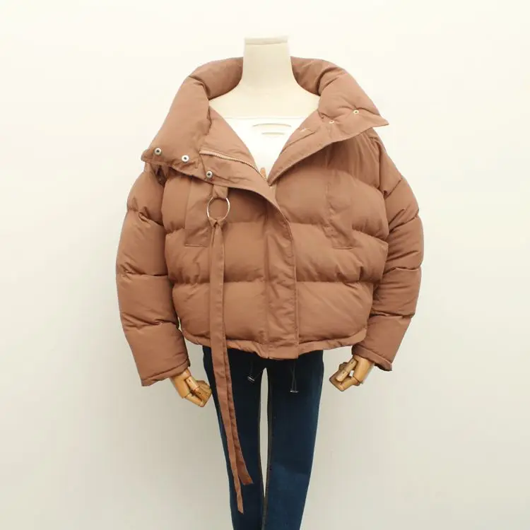 

Rose design turtleneck short winter wadded jacket outerwear female thickening thermal cotton-padded jacket bread service w456