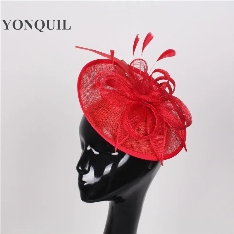 

big sinamay hats feather flower fascinators for party hats bridal hair accessories wedding hats cocktail hats Free ship SYF205