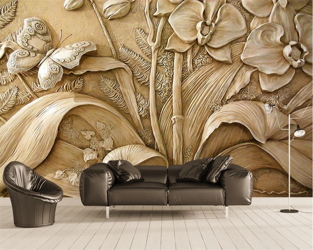 

beibehang Home decoration wallpaper custom mural 3D stereo relief orchid butterfly TV wall background wall murals 3d wallpaper