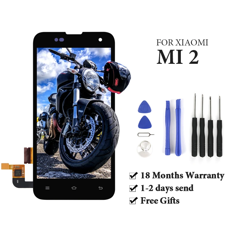 Black For Xiaomi MI 2 LCD Display With Touch Screen Frame Assembly Mobile Phone Replacement 2S Digitizer | Мобильные телефоны и
