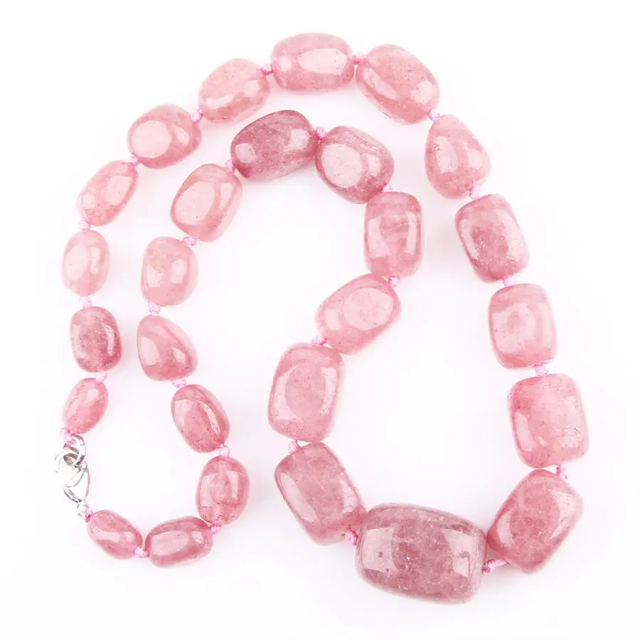 CCHGM ручной работы геометрические аметисты подвески бусы ожерелье для женщин натуральный камень рок кристалл розовый кварц флюорит ожерелье s - Окраска металла: Strawberry crystal