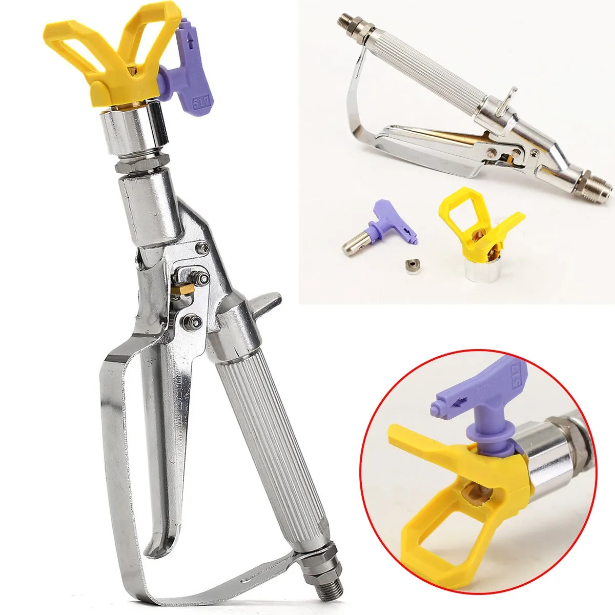 

High Pressure Airless Paint Inline Sprayer 5000PSI + 517 Spray Tip Purple + Guard Airless Paint Spraying Machine
