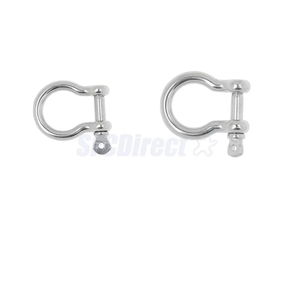 2 Pack 5mm 6mm STAINLESS STEEL BOW SHACKLE FOR BOAT MARINE CHAIN RIGGING