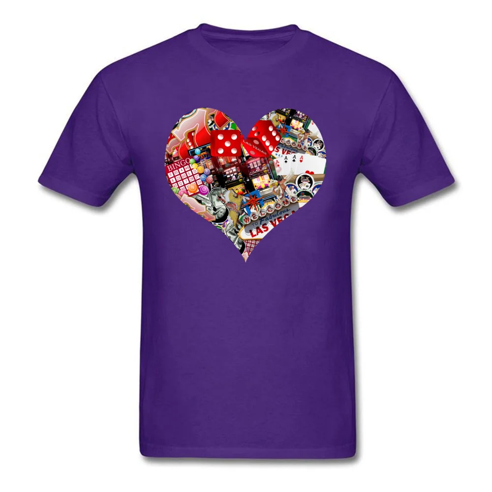 Heart Playing Card Shape 100% Cotton Tops & Tees for Men Simple Style T Shirt New Design Round Collar Tshirts Short Sleeve Heart Playing Card Shape purple