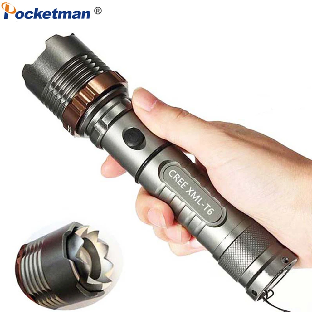 Светодиодный фонарик Pocketman 8000LM XM L T6 перезаряжаемый светодиодный фонарь мощный с