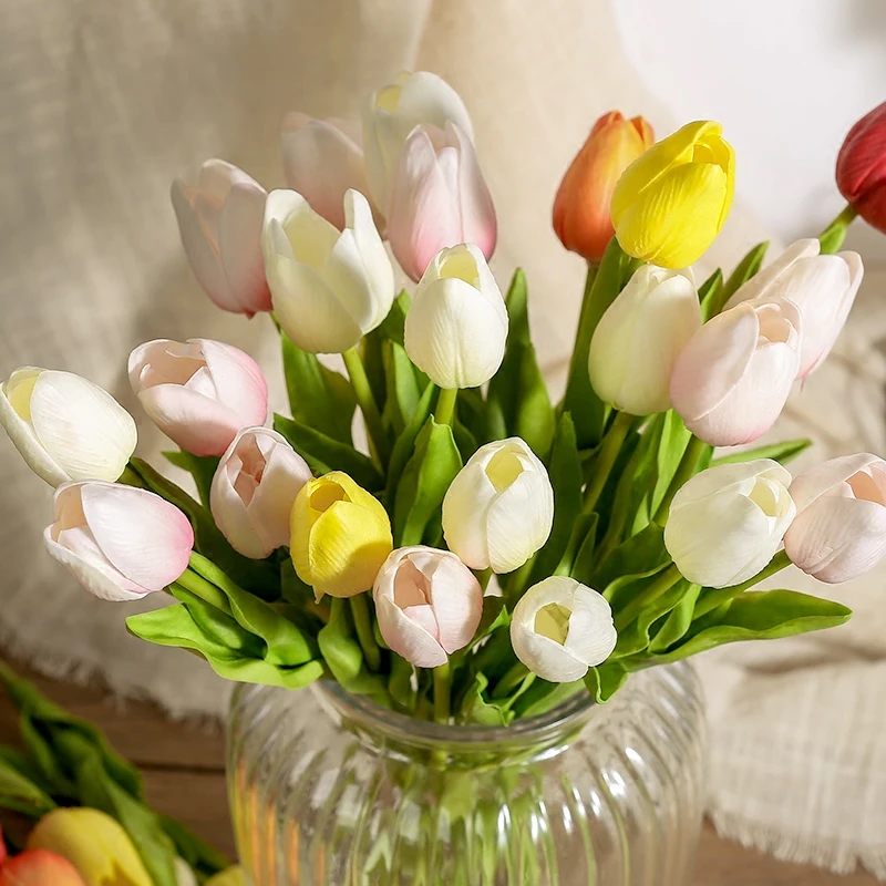 Floace 25 шт./лот ПУ Искусственные цветы тюльпаны для дома Свадебные Декоративные цветы украшение дома цветок 9 цветов(без вазы