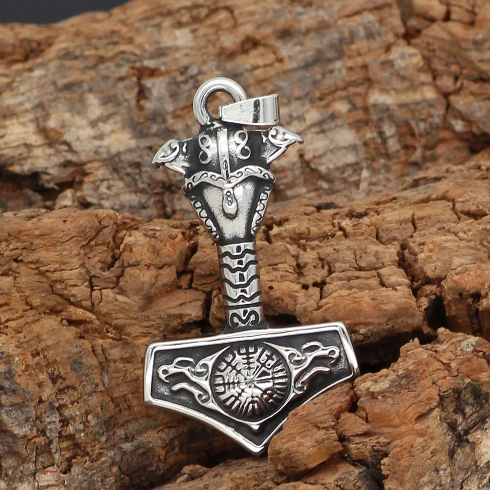 Скандинавский Викинг thor hammer Mjolnir Vegvisir из нержавеющей стали odin шлем кулон с