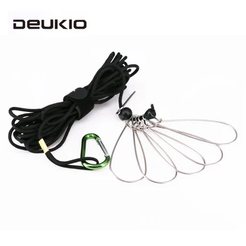 

DEUKIO Fishing Lock Metal Buckle Fishing Gear 5 Buttons 6 M Black Preparation Line Large Buckle Ring with Transparent Box Pesca