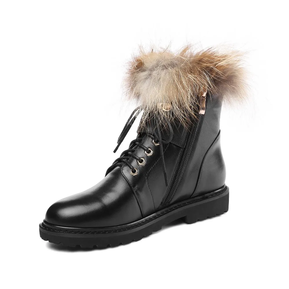 Chaussures dhiver Chaud,ELECTRI Femmes Peluche Bottines Neige Zip Cheville Fourrure La/çage Chaussures Plates Boots Femme Tube Chelsea Court Automne dhiver