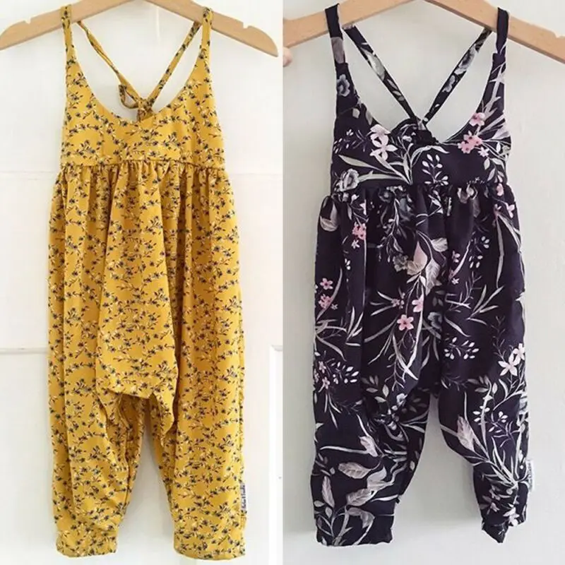 

6M-4T Toddler Floral Overalls Infant Kids Baby Girl Flower Summer Romper Jumpsuit Playsuit Baby Suspender Clothes